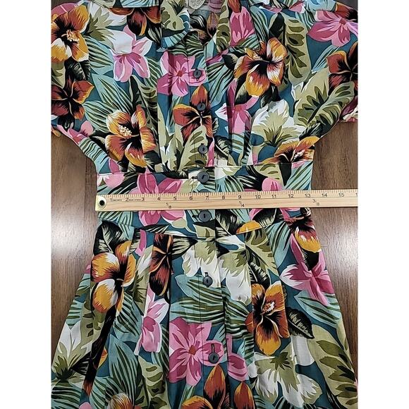 Vintage Sweet Miranda 6P Tropical Floral Dress 80s 90s Shoulder Pads EUC - Picture 7 of 9